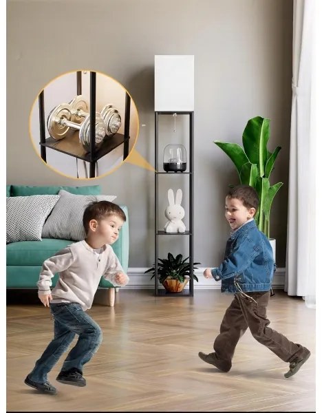 Stojacia lampa s policami 1xE27/40W/230V čierna/biela