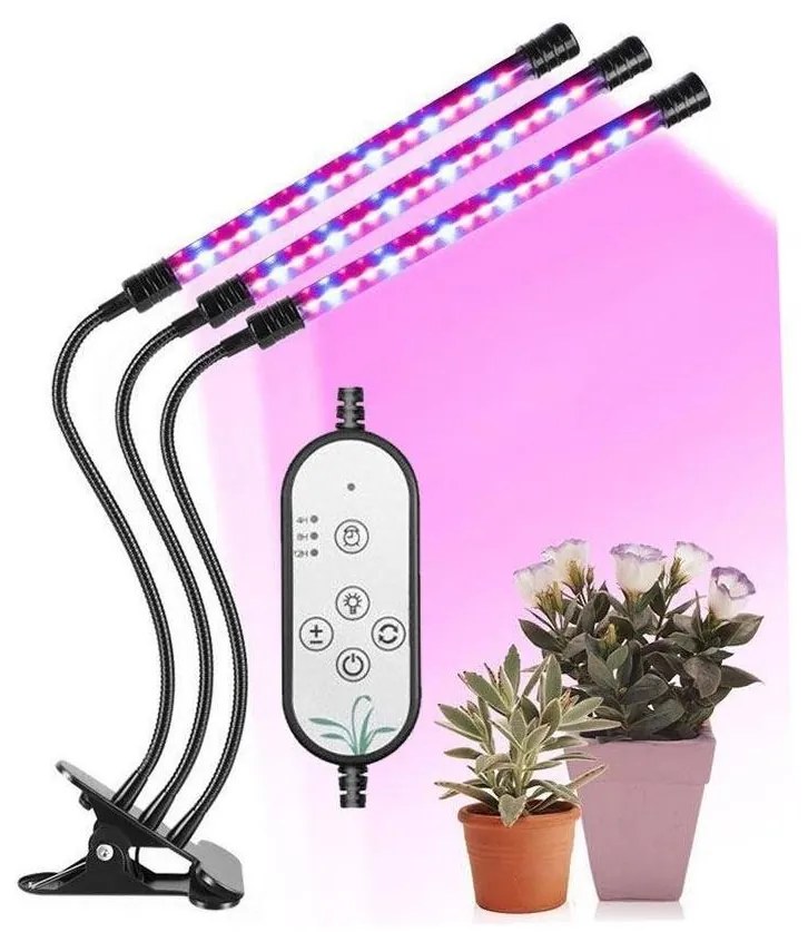 HADEX LED Stmievateľná stolná lampa s klipom na pestovanie rastlín LED/12W/5V HD0428