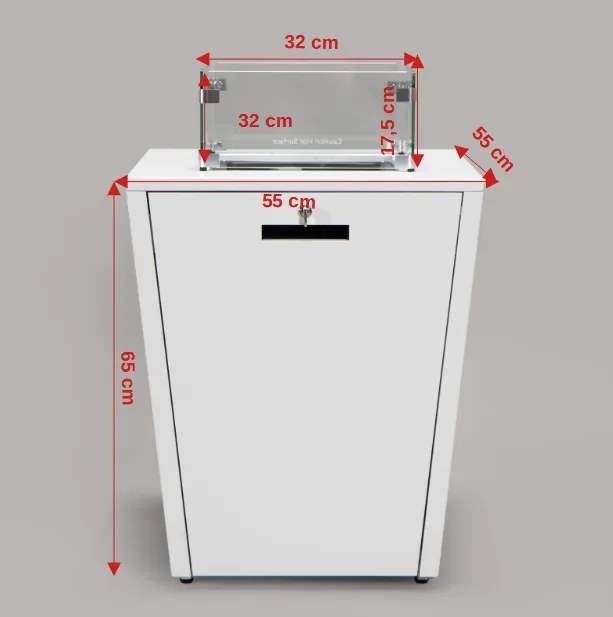 Stôl s plynovým ohniskom Berry biely