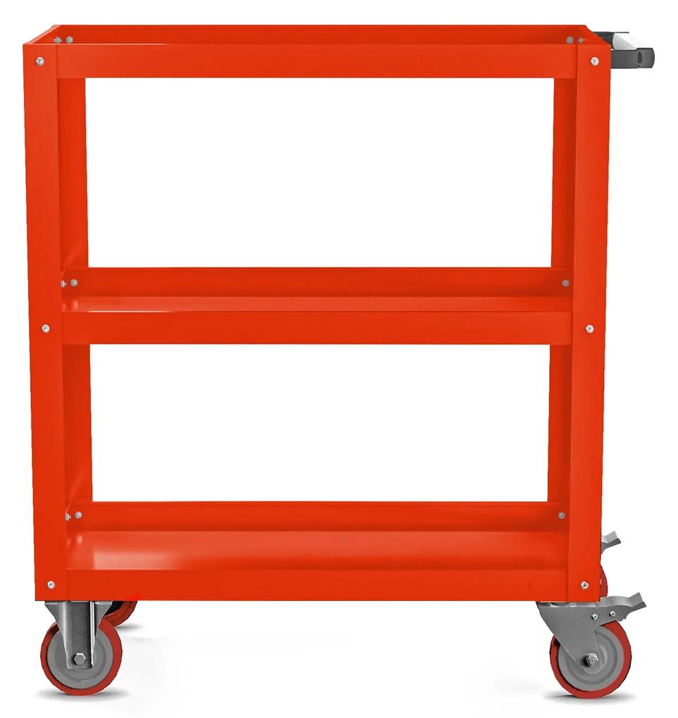 Dielenský vozík s policami na náradie HUGO, 700 x 816 x 400 mm, červený
