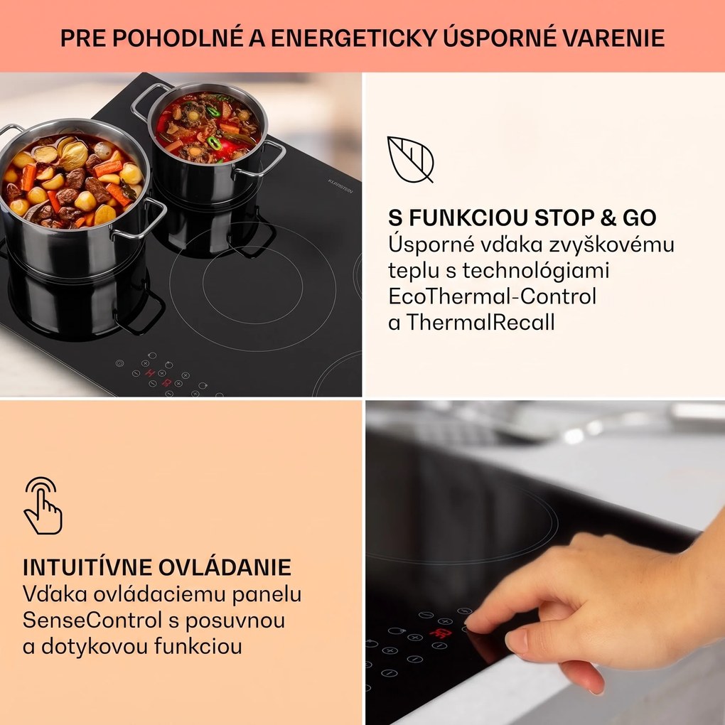 Klarstein Virtuosa 5, vstavaná varná doska, 5 zón, 8200W, sklokeramika
