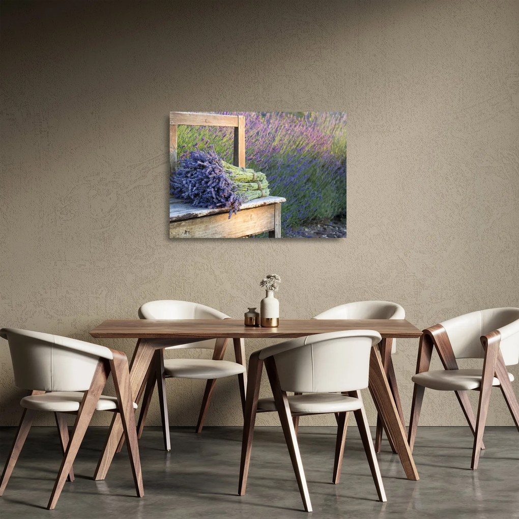 Sklenený obraz - Levanduľové zväzky (70x50 cm)