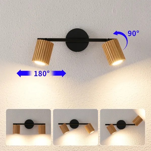 Brilagi - Bodové svietidlo MODERN WOOD 2xGU10/8W/230V drevo/čierna