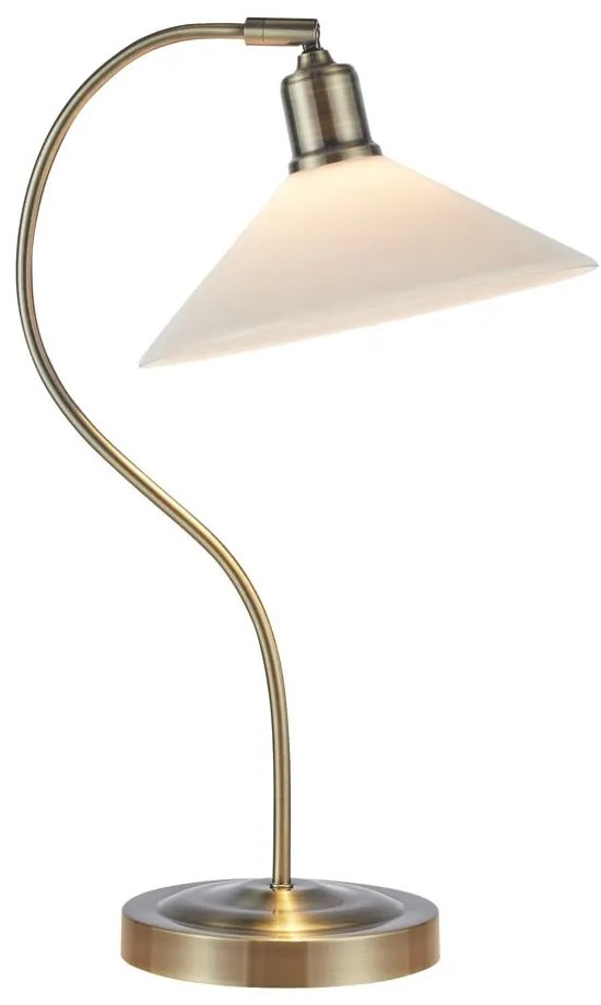 Stolová lampa so skleneným tienidlom v bielo-mosadzovej farbe (výška 49 cm) Vela – Markslöjd