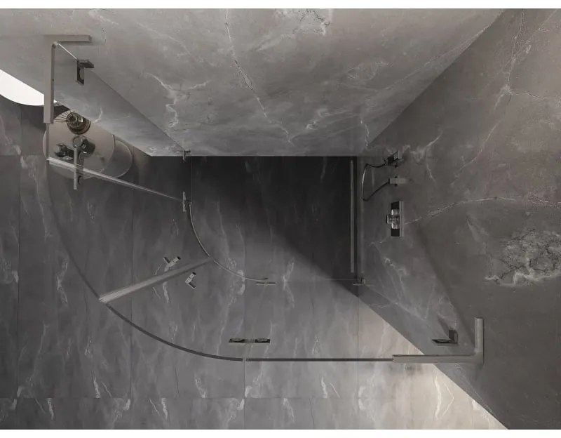 Mexen Lunar, L pravý polkruhový sprchový kút 100 x 90 cm, 8mm číre sklo, oceľový profil, 833L-100P-090L-97-00