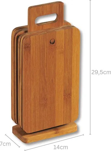 Kesper Súprava 6 bambusových doštičiek na stojane (22 x 14 x 0,8cm)