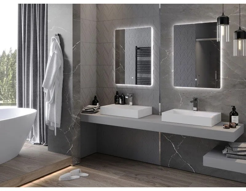 Mexen Sun, LED kúpeľňové zrkadlo s podsvietením 60x80 cm, 6000K, ochrana proti zahmlievaniu, 9807-060-080-611-00
