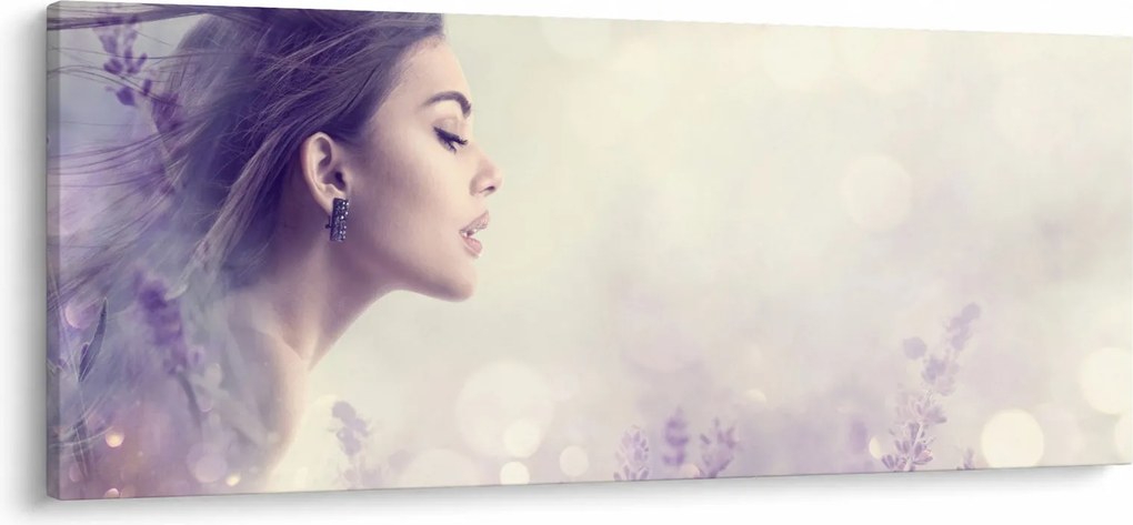 Obraz ženy s levanduľami (120x50 cm)