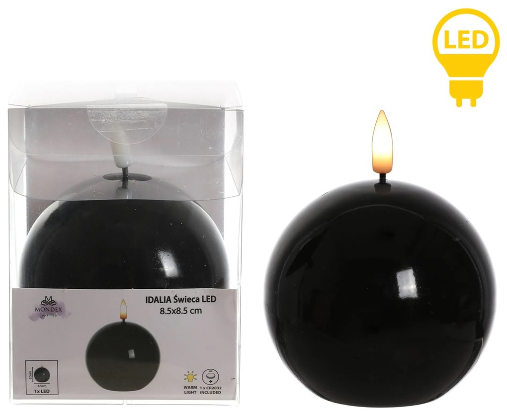 LED svíčka IDALIA BEAD 11 cm černá