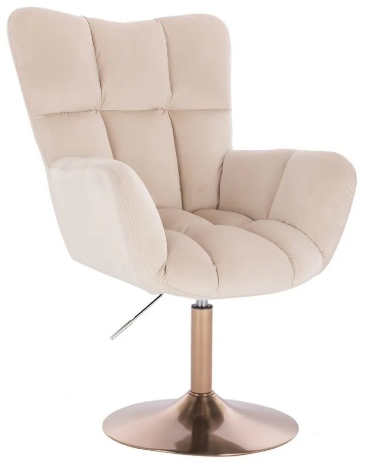 LuxuryForm DESIGN Otočné kreslo AURORA VELUR na zlatom tanieri - krémové