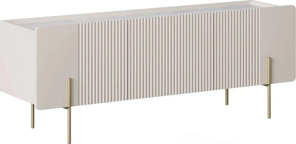TV stolík Malmi 150 cm - kašmír / crema bianca / zlaté nožičky