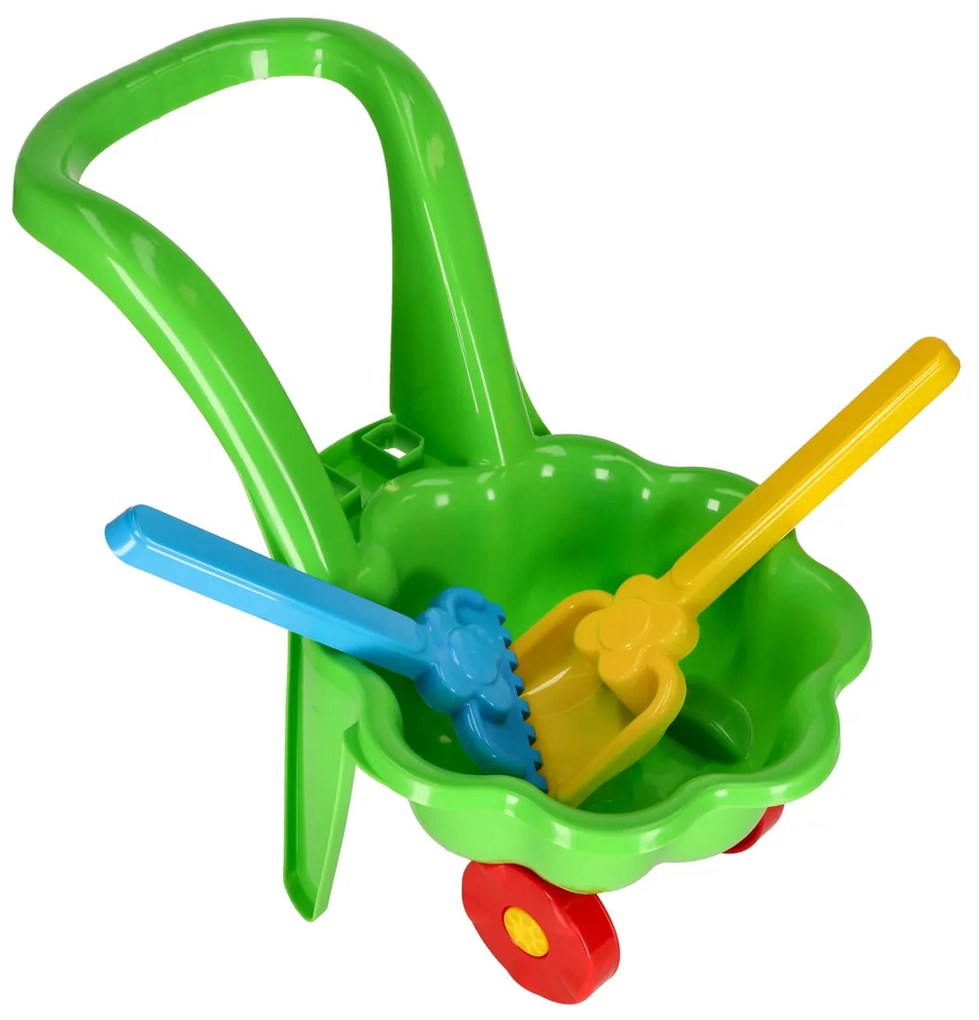 IKO Detský plastový fúrik s príslušenstvom - zelený