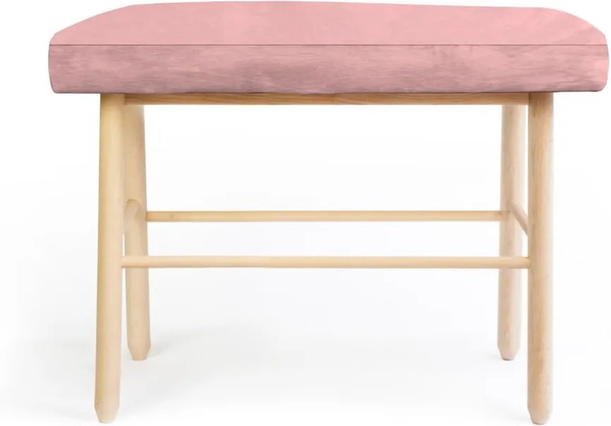 Stolička z borovicového dreva s ružovým zamatovým poťahom Velvet Atelier