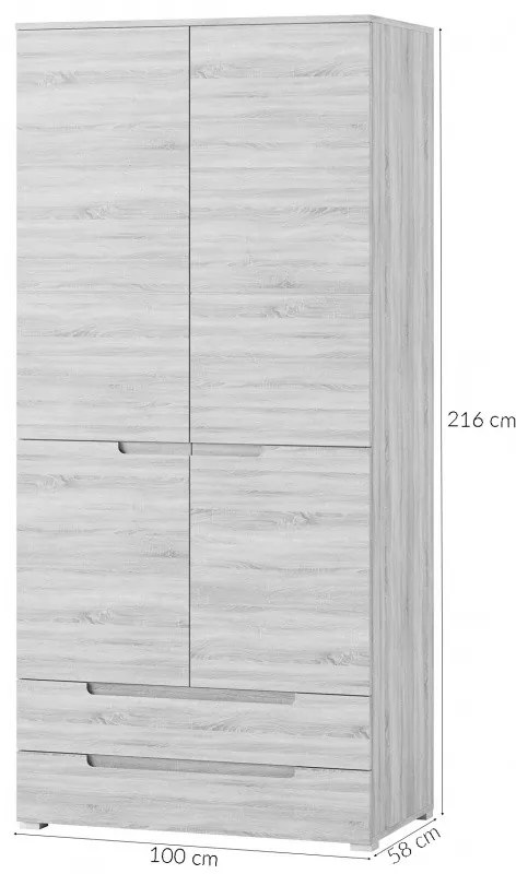 Šatníková skriňa Selene 216 cm biely lesk/mat
