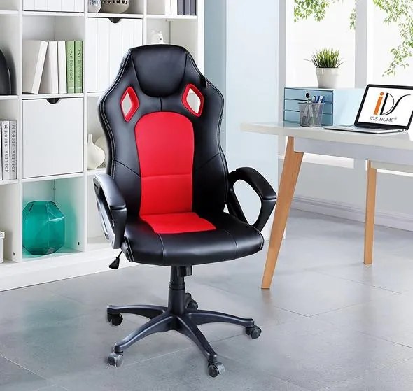 Gamer stolička Basic s farebnou opierkou, červená
