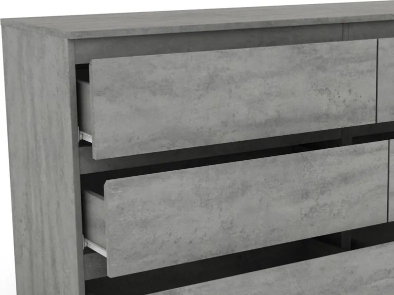 Široká komoda Carlos, šedý betón, 150 cm