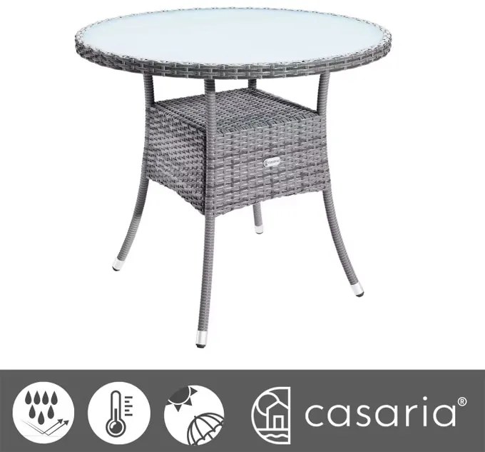 InternetovaZahrada Ratanový stôl Ø80 cm - sivý