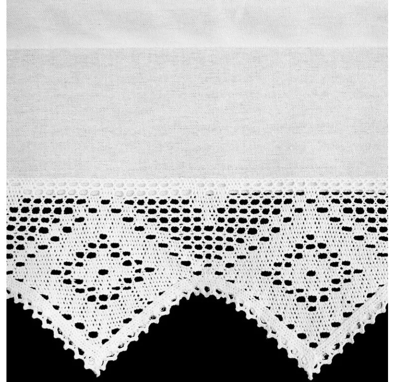 DECOREUM Záclona z s čipkovým vzorom 150 cm x 30 cm biela 60% bavlna 40% polyester 98404