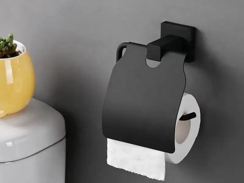 CERANO - Nástenný držiak toaletného papiera Polo - čierna matná, CER-CER-479569