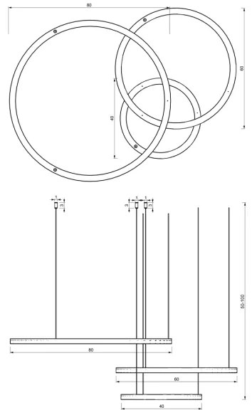 LED Luster na lanku GALAXIA LED/85W/230V čierna