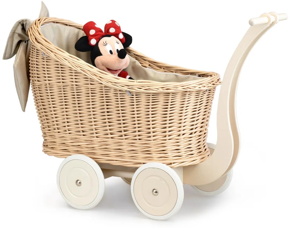 Kočík prútený pre bábiku béžový Gioco II.š. 46x hl. 33 x v. 30/45(cm)