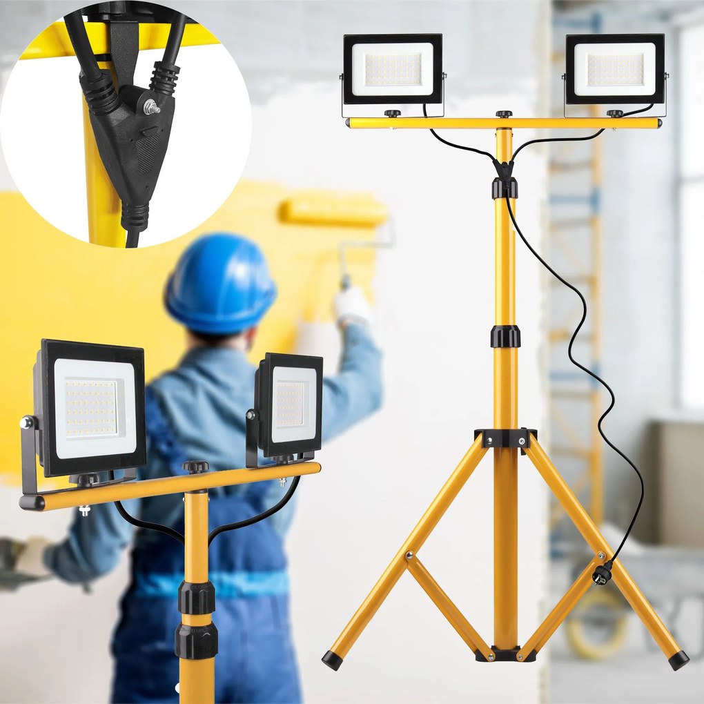 Toolight Toolight, Halogénová LED stavebná lampa na statíve 2x50W, RSL005-2x50N, OSW-10204
