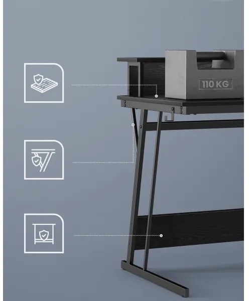 Písací stôl SOLEA-X s podsvietením, čierny
