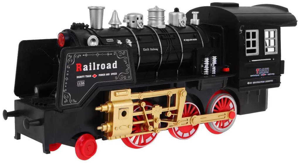 Diaľkovo ovládaný vláčik s dráhami pre deti 3+ funkcia dymu ZKT.19039-8