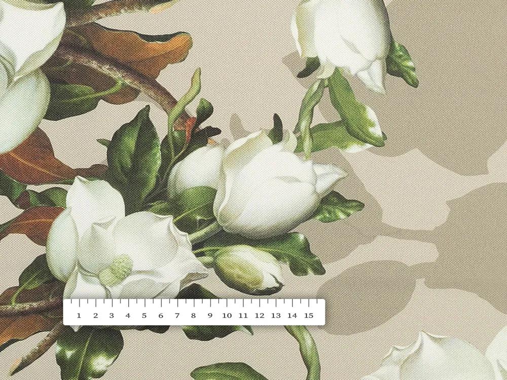 Biante Teflónový štvorcový obrus TF-063 Kvety gardénie na hnedobéžovom 100x100 cm