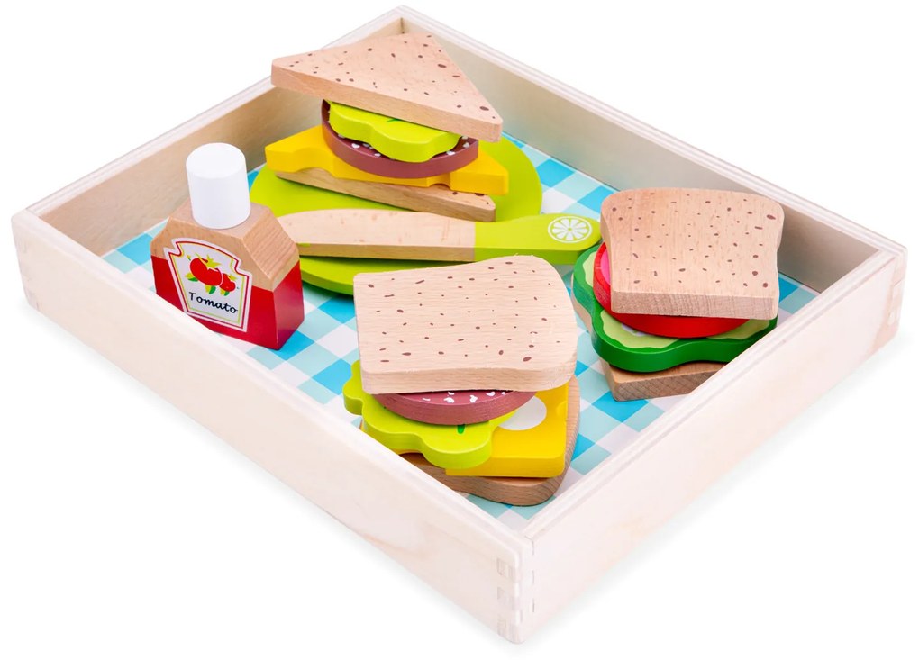 Box na obed a piknik - drevené potraviny