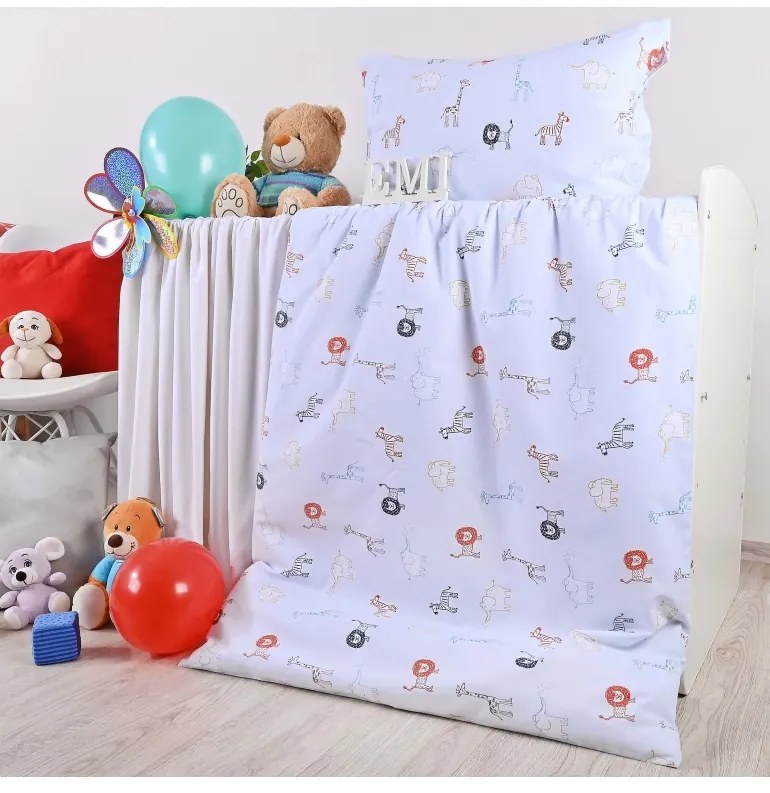 Obliečky detské bavlnené Animals EMI, Štandardný set jednolôžko obsahuje 1x 140x200 + 1x 70x90