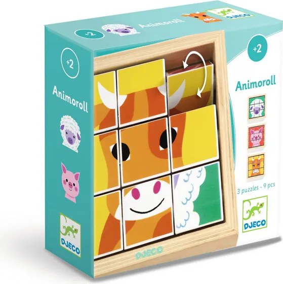 Djeco Pretáčacie drevené puzzle Animoroll