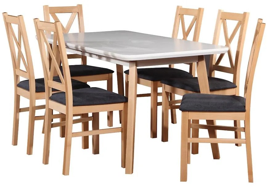 Jedálenská zostava Zefir 1+6 st41 +W113 biely/buk