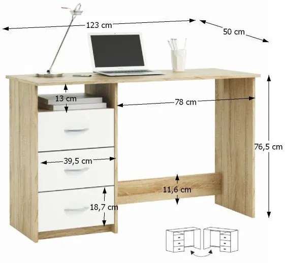 PC stolík Taula 101000 (Dub Sonoma+biela) (L/P). Vlastná spoľahlivá doprava až k Vám domov. 752697