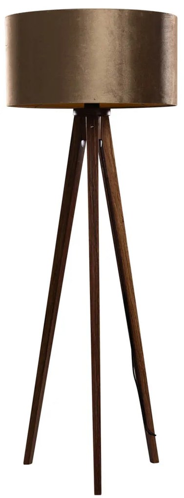 Stojacia lampa na trojnožke z orechového dreva s bronzovým zamatovým tienidlom 50 cm - Tripod Classic