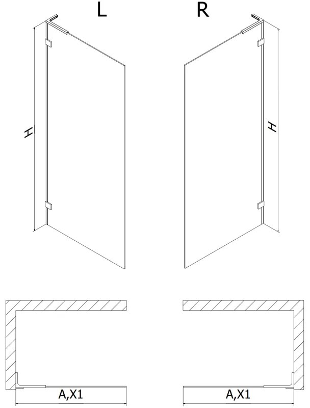 Mexen Lunar L sprchová stena, ľavá 100 x 200 cm, 8mm číre sklo, chrómová, 830L-100-000-01-00-L