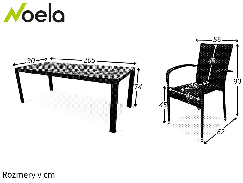Noela Záhradný jedálenský set Viking XL + 8x ratanová stolička Paris