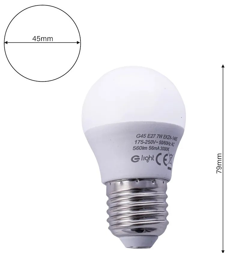 LED žiarovka E27 teplá 3000k 7w 560 lm