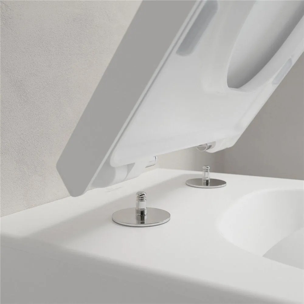 VILLEROY &amp; BOCH Venticello závesné WC s hlbokým splachovaním bez vnútorného okraja, 375 x 560 mm, Stone White, s povrchom CeramicPlus, 4611R0RW