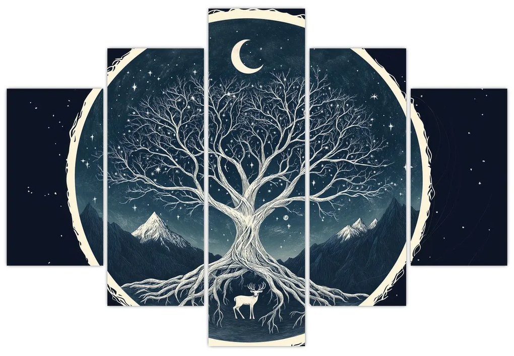 Obraz – Magický strom s jeleňom II. (150x105 cm)