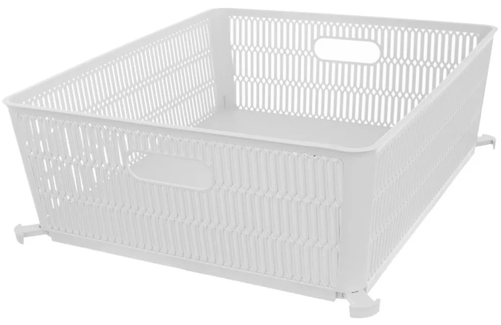Orion XL - Univerzálny košík NESTA, výsuvné klapky na stohovanie, biely, 38 x 33 x 13 cm