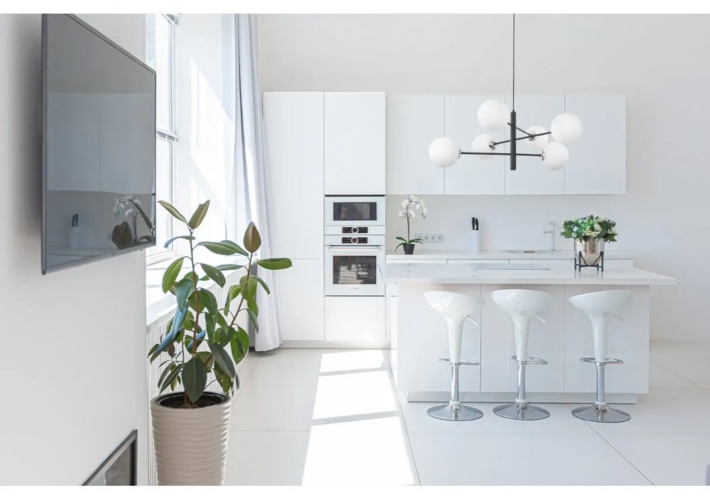 Závesne svietidlo Florence, 6x biele sklenené tienidlo, B/CH