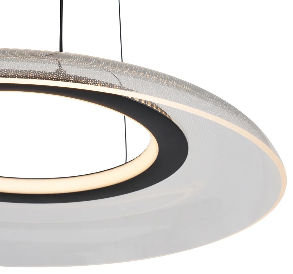 Dizajnové závesné svietidlo čierne a priehľadné s 3-stupňovým stmievaním - Scacrylic