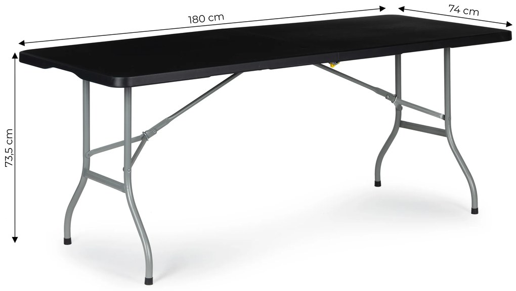 Skladací záhradný banketový stôl 180 cm - čierny