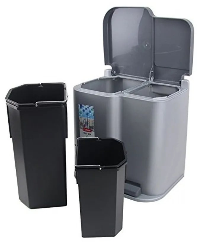 CURVER DUO 15L+6L Odpadkový kôš 40 x 30 x 39,8 cm strieborný 04027-491