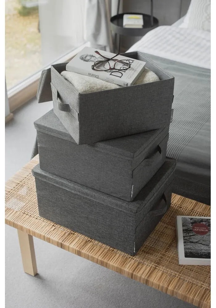 Sivý látkový úložný box s vekom 35x19x26 cm Soft Storage – Bigso Box of Sweden