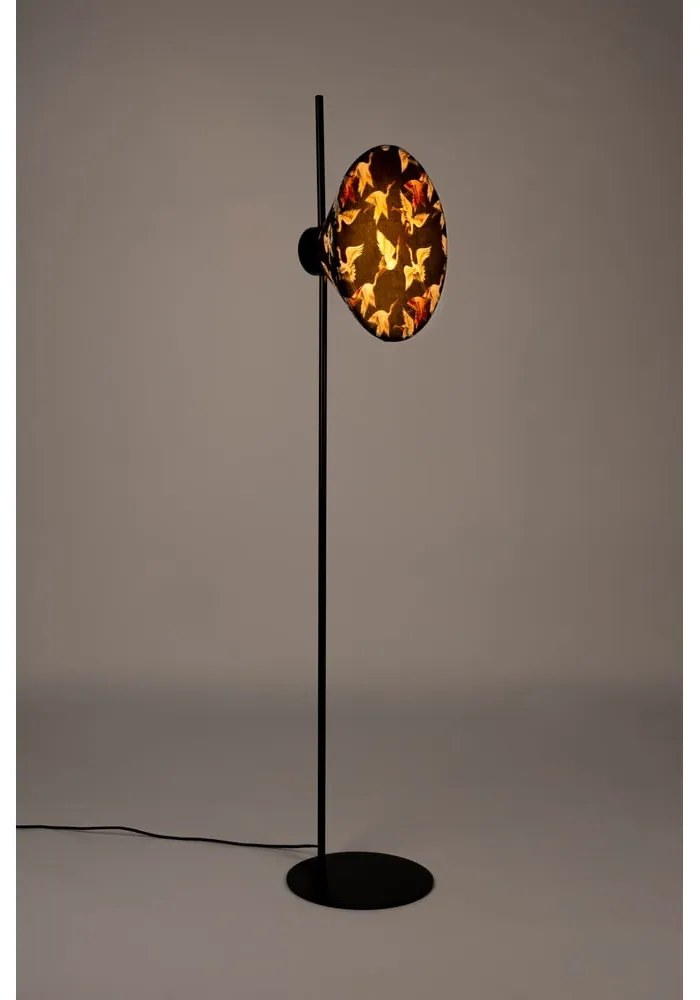 Čierna stojacia lampa s textilným tienidlom (výška 158 cm) Jaylee – White Label