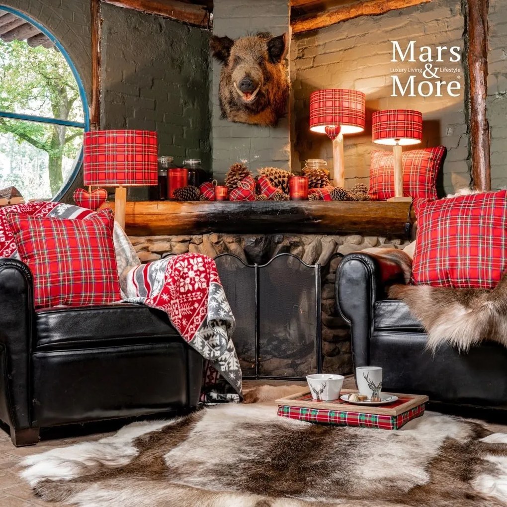 3 ks tienidlá červeno zelená Tartan (25,30,35 cm) - 35 * 35 * H25 / 30 * 30 * h20 / 25 * 25 * h15cm