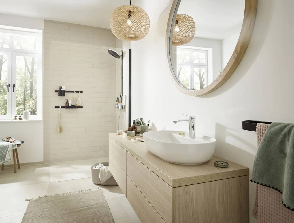 Hansgrohe WallStoris, odkladacia polička, čierna matná, HAN-27913670