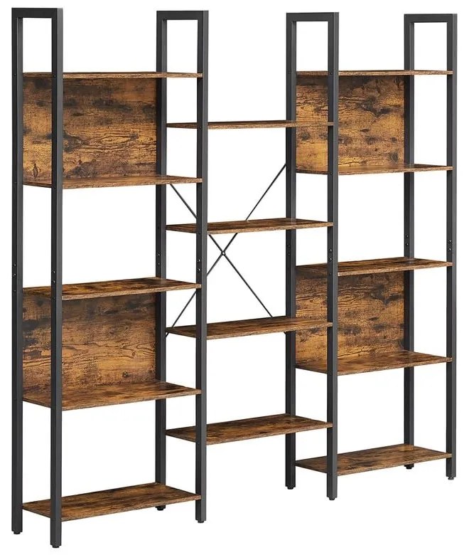 Knižnica, industriálny dizajn, 14 políc, 166x158x24cm